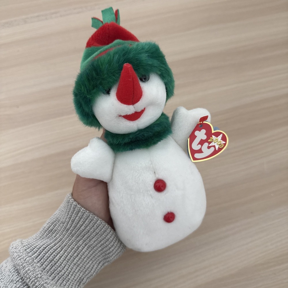 Ty - Beanie Babies - Snowgirl - 7" Snowgirl Beanie Plush - Tags - Vintage 2000